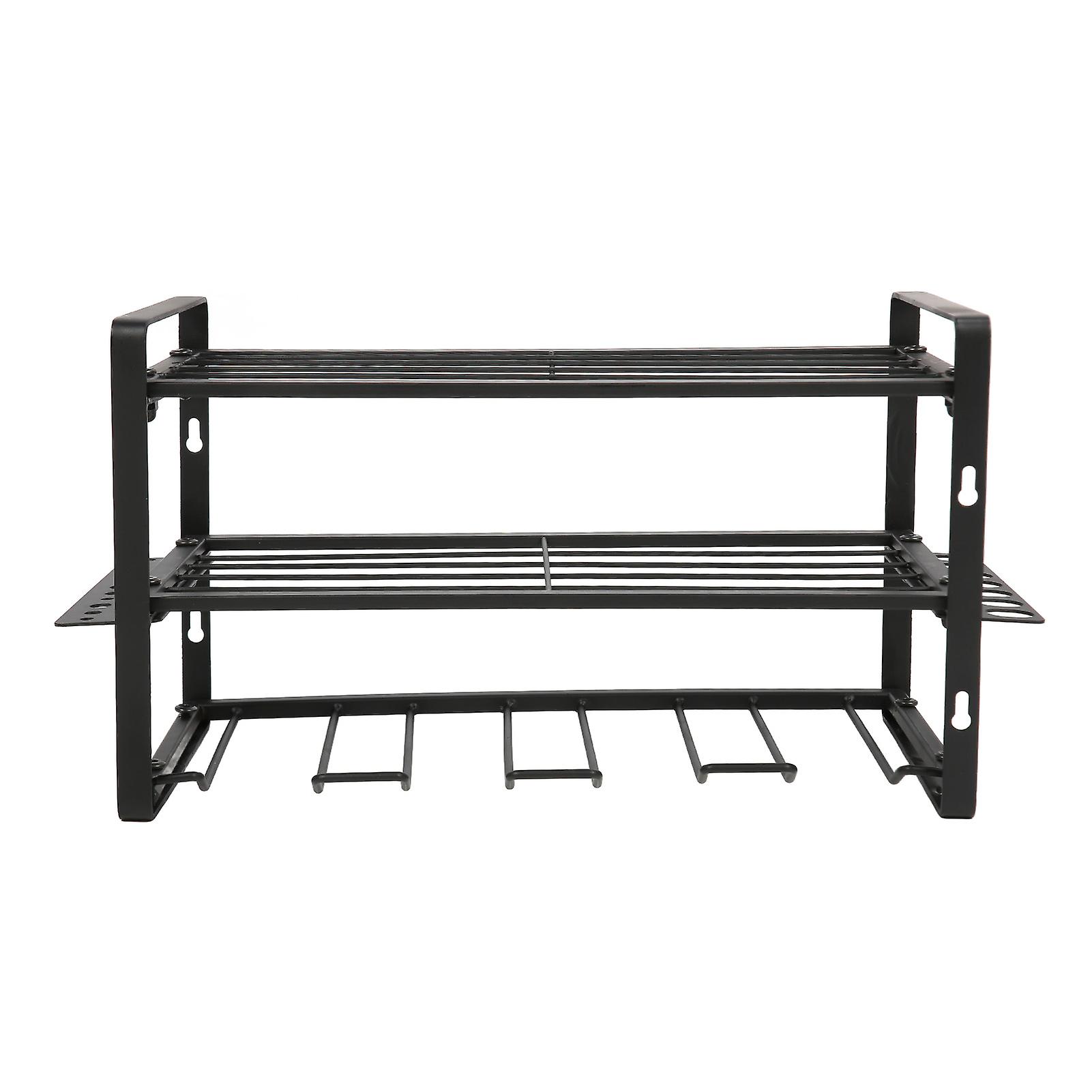 Black Drill Organizer Wall Mount 150lb Load 42x20x22cm Rack