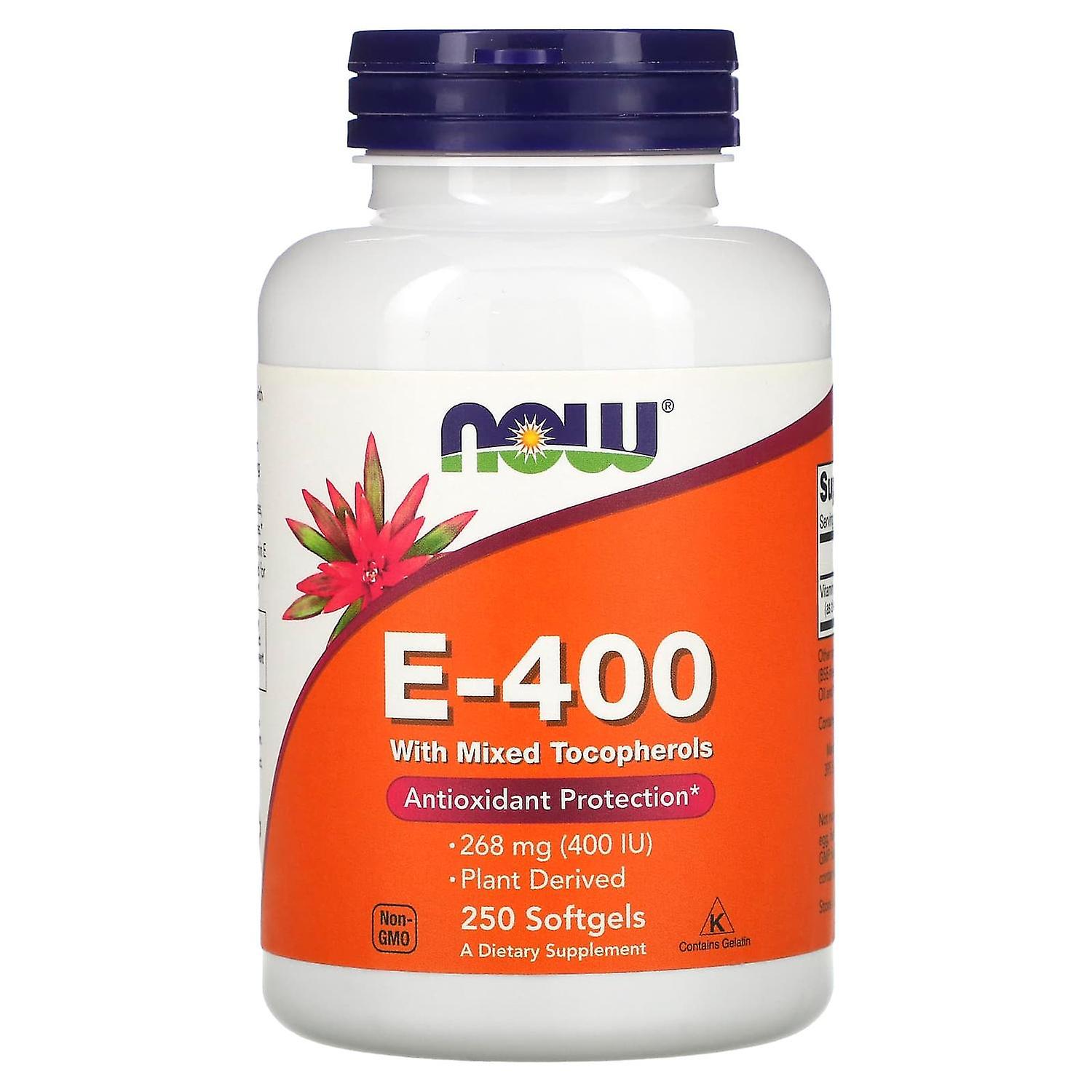 NOW Foods, E-400 with Mixed Tocopherols, 268 mg (400 IU), 250 Softgels