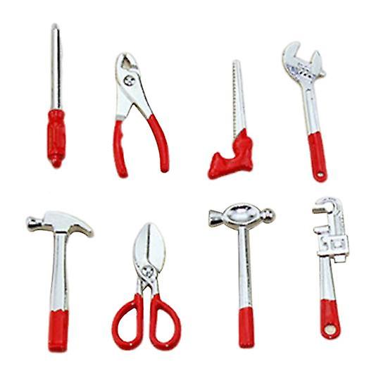 8Pcs Mini Repair Tool Dollhouse Hammer Scissors Wrench Set Simulation Tool Model Toys for Play House Decor