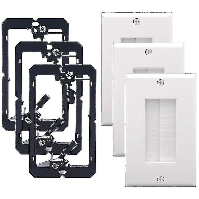 Single Brush Wall Plate With Single Gang Low Voltage Mounting Bracket Cable Pass Through Insert Fo