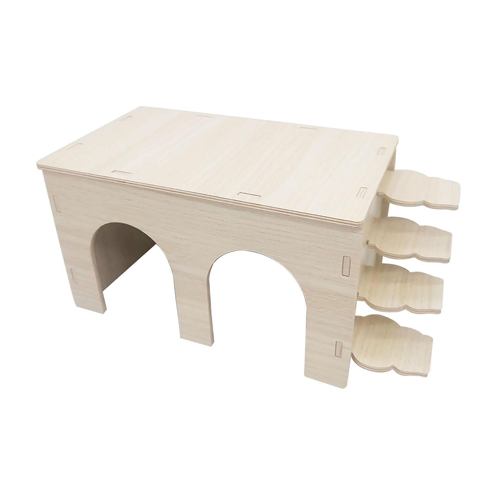 Wooden Hamster House Shelter Nesting Villa for Lemmings Mouse Dwarf Hamsters double door