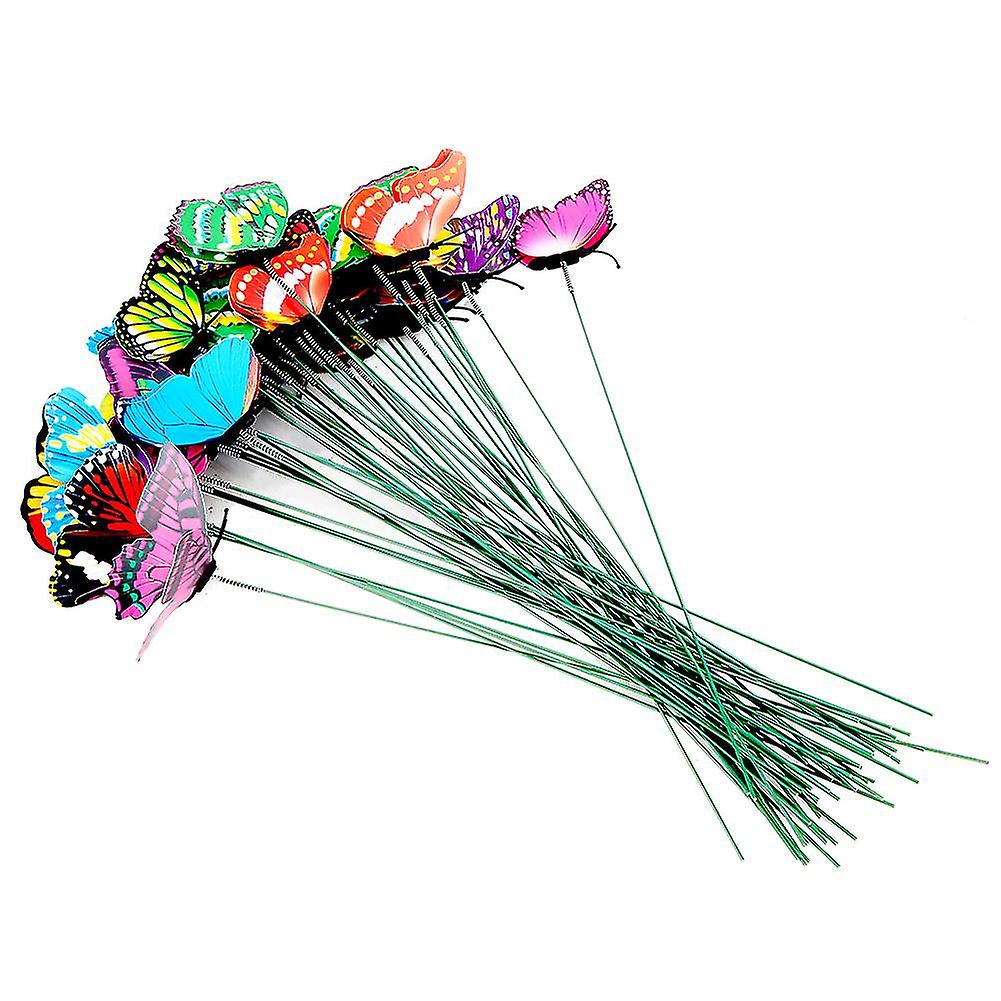 50個シミュレーションバタフライガーデンデコレーションカラフルなプラスチックヤード芝生屋外装飾7cm