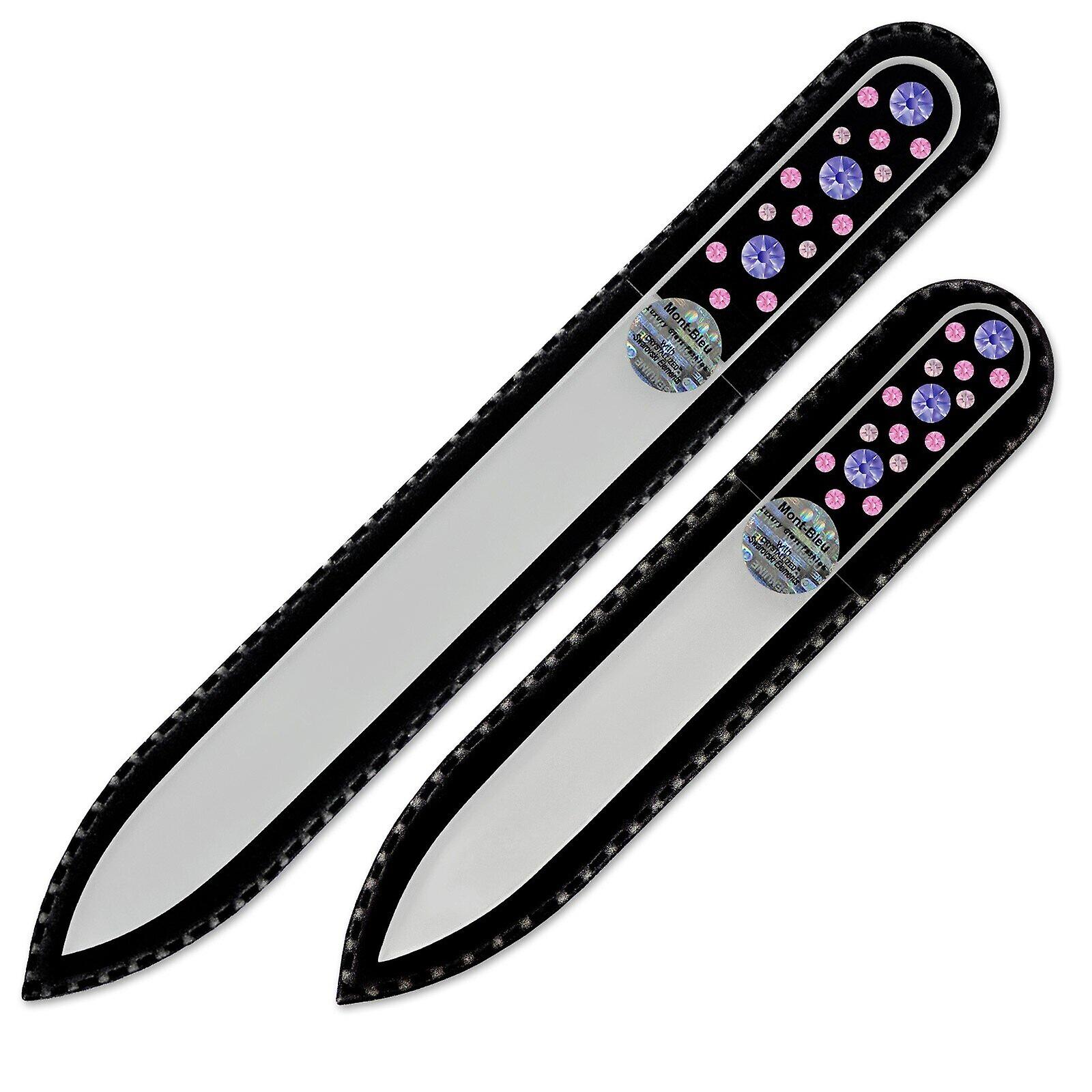 Set of 2 Glass Nail Files with crystals CN-MS - Tanzanite - Rose
