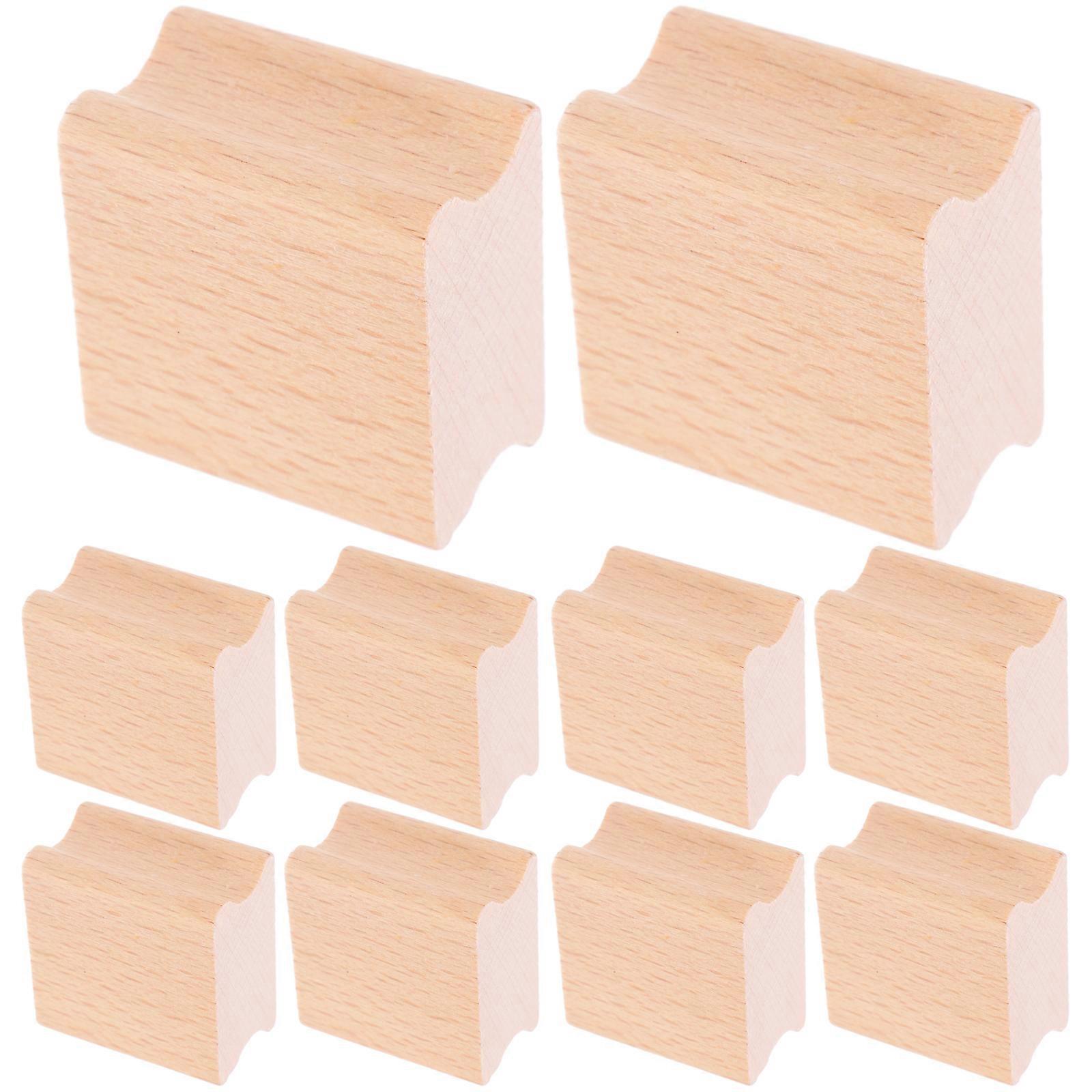 10pcs Wooden Diy Use Blank Stamper Novel Carving Accessory Wooden Square Little Seal