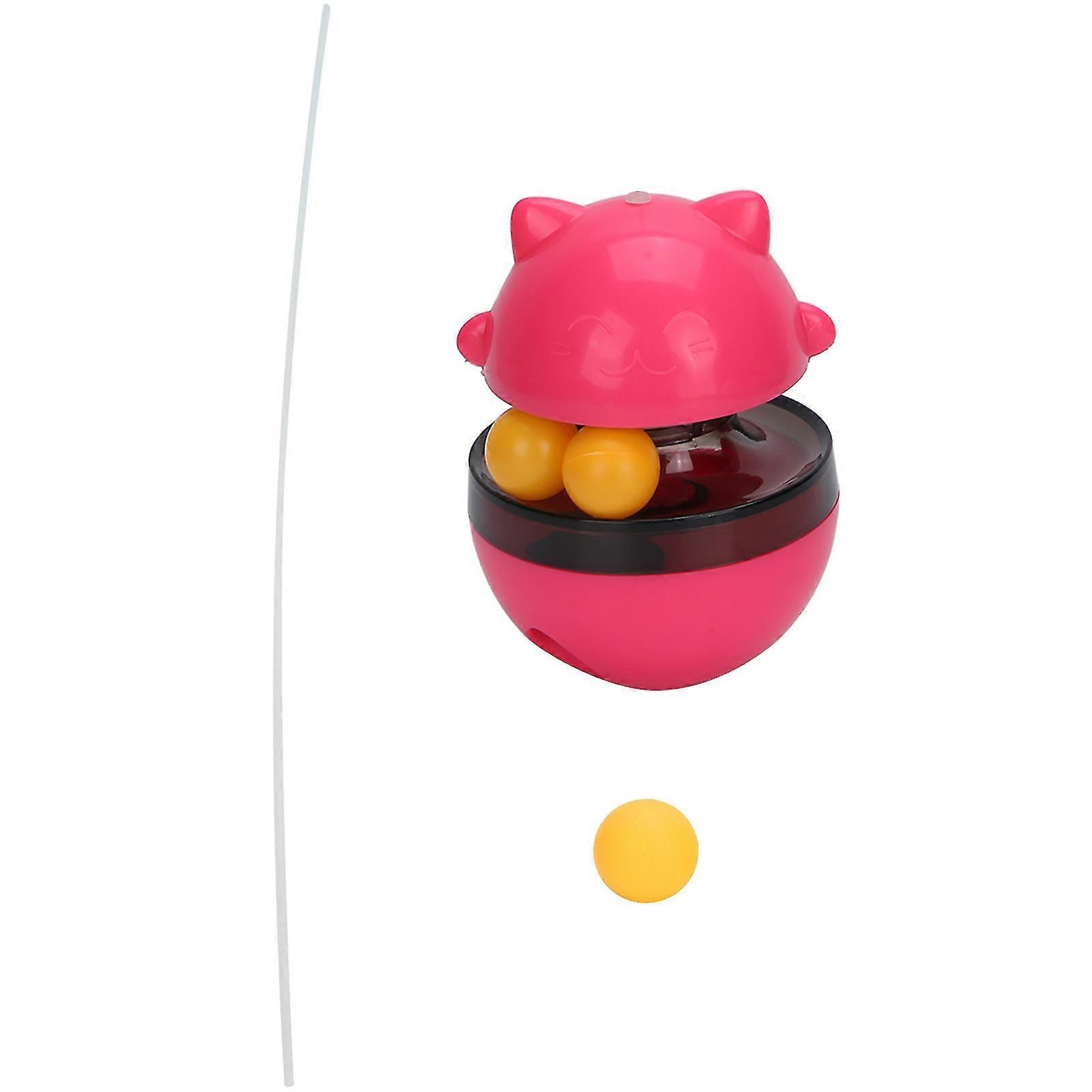 Red ABS Material Interactive Rolling Tumbler Ball Cat Food Dispenser