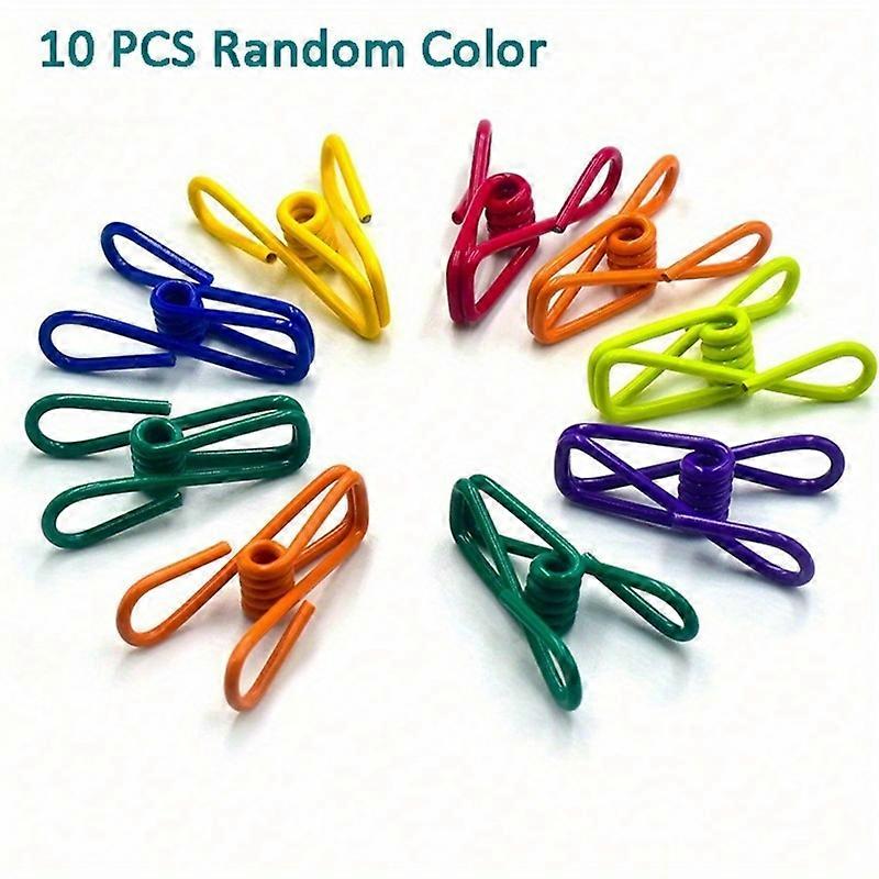 10pcs Random Color Stainless Steel Multipurpose Clothespins, Windproof And Anti-Slip Design, Can Be Used As Curtain Clips, Clothes Pegs And Hangers