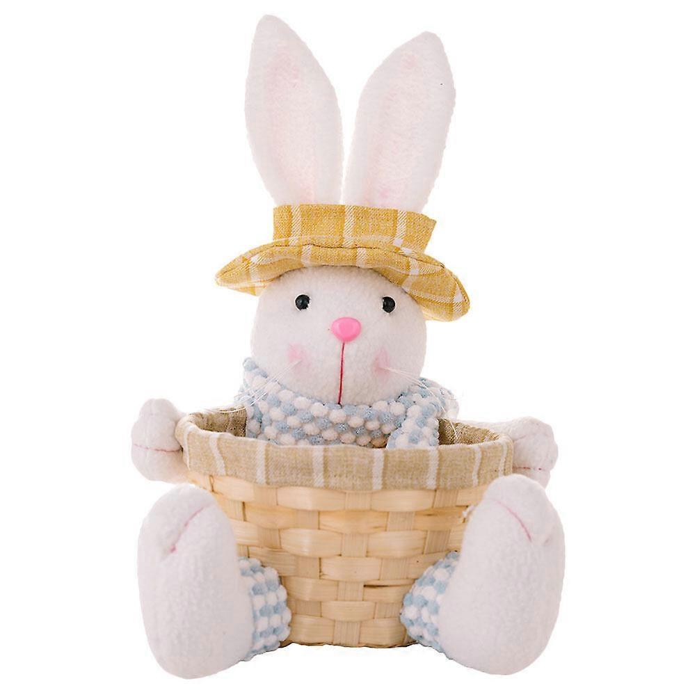 Easter Candy Basket with Bunny Figurine Egg Storage Basket Candy Container Easter Party Decor
