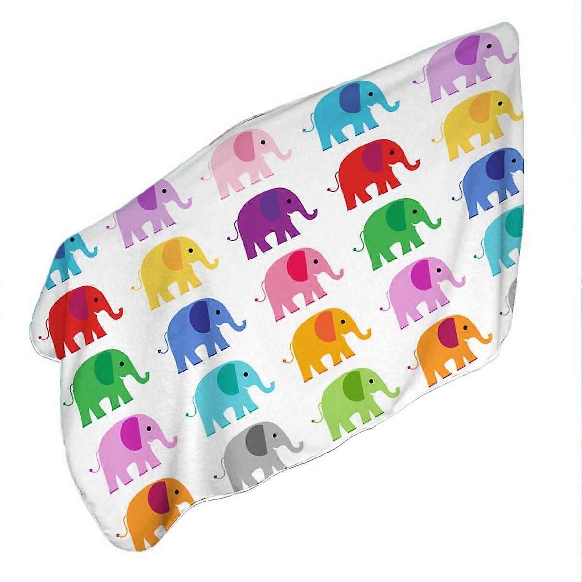 Multi Colored Elephant Pattern Microfiber Beach Towel