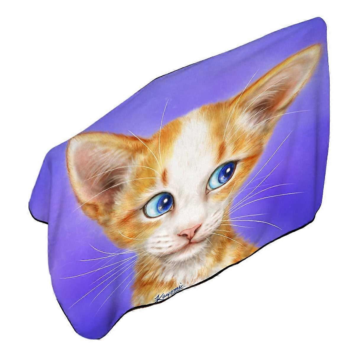 蓝眼睛姜黄色小猫艺术图画超细纤维沙滩巾