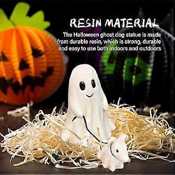 3Pc Ghost Walking Dog Statue,Spooky Ghost Dog Halloween Figurine