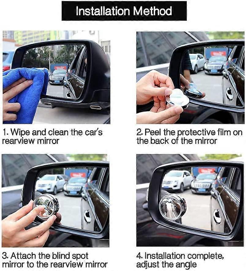 Wide Angle Rearview Mirror,2 Pack Hd Car Rear View Mirrors 360 Round Auto Rear View Mirrors,Wide Angle Adjustable Blind Spot Mirror For All Cars