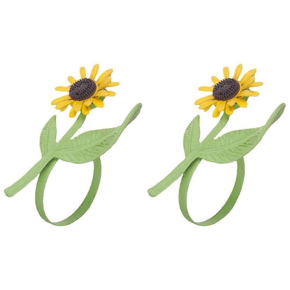 2pcs Sunflower Napkin Ring Decorative Dining Napkin Holder Table Centerpiece Festival Party Napkin Buckle