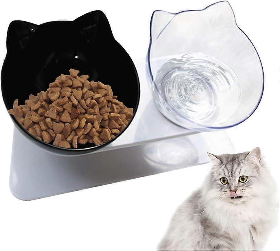 Urijk Katzenfutternapf Katzennäpfe 15 gekippte Futterschüssel Doppelschüssel rutschfeste BasisLL-0170 Hundenapf Katzennapf Futternapf für Futterwasser