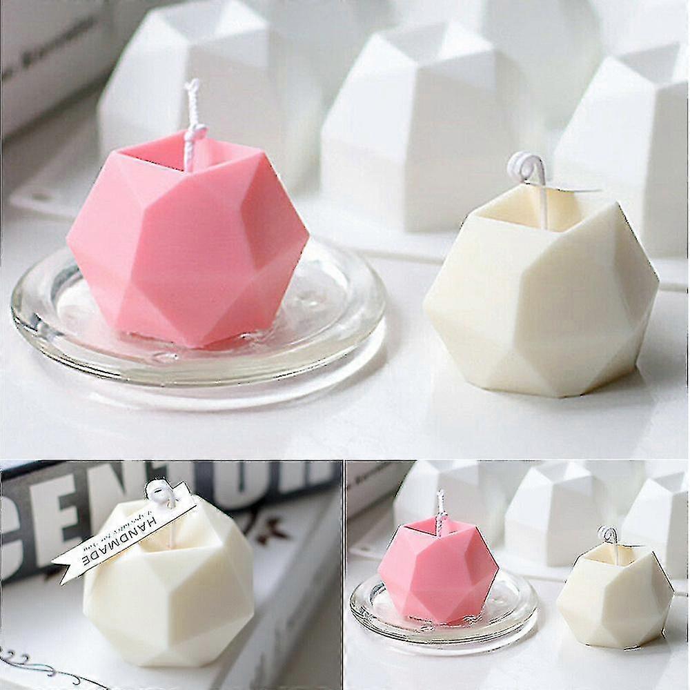 Hmwy-Eight-Sided Multilateral Cube Candle Silikon Form DIY Craft Molds