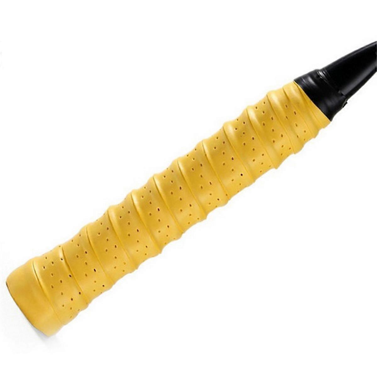 Thickened Badminton Sweat-Absorbent Belt, Perforated Non-Slip Breathable Keel Hand Grip Yellow