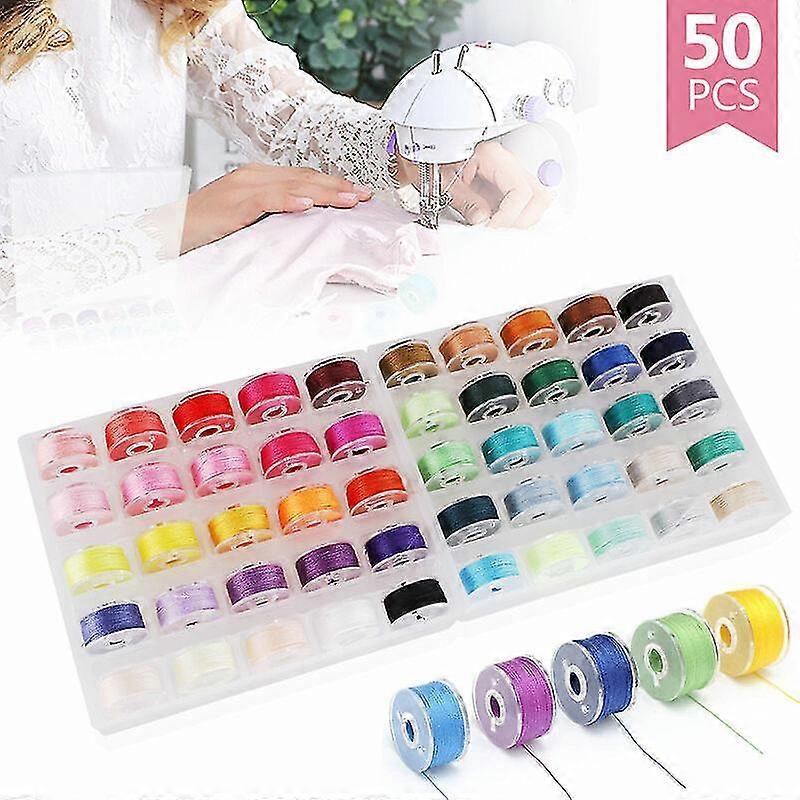 50 Spools And Sewing Thread, Clear Spools With Assorted Color Sewing Thread Gift