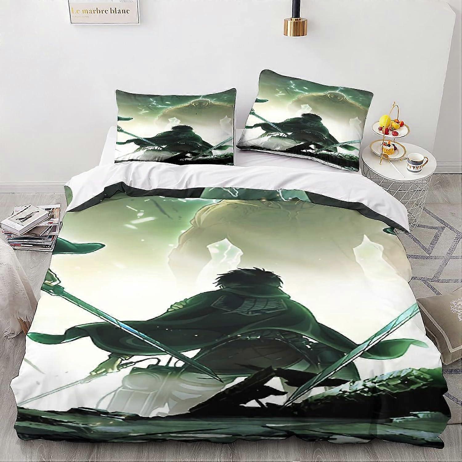 Attack on Titan - Bedding Set Pieces - Duvet Cover with Japan Anime Theme in D Print - Comfortable and Soft,Double 135*200CM