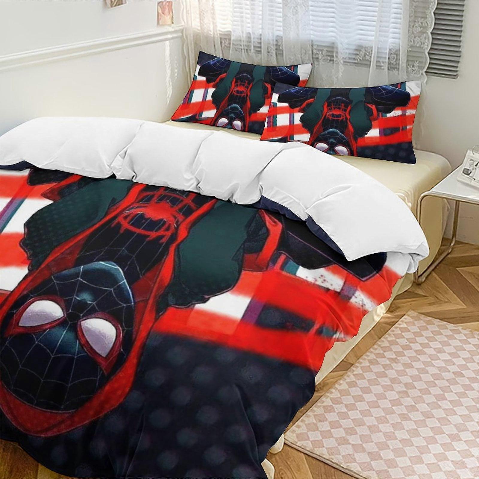 v202 Spider-Man 3-Piece Twin Bed Set - Includes 1 Single Quilt And 2 Pillow Cases Bedding - Fade Resistant Microfiber - Spider io202