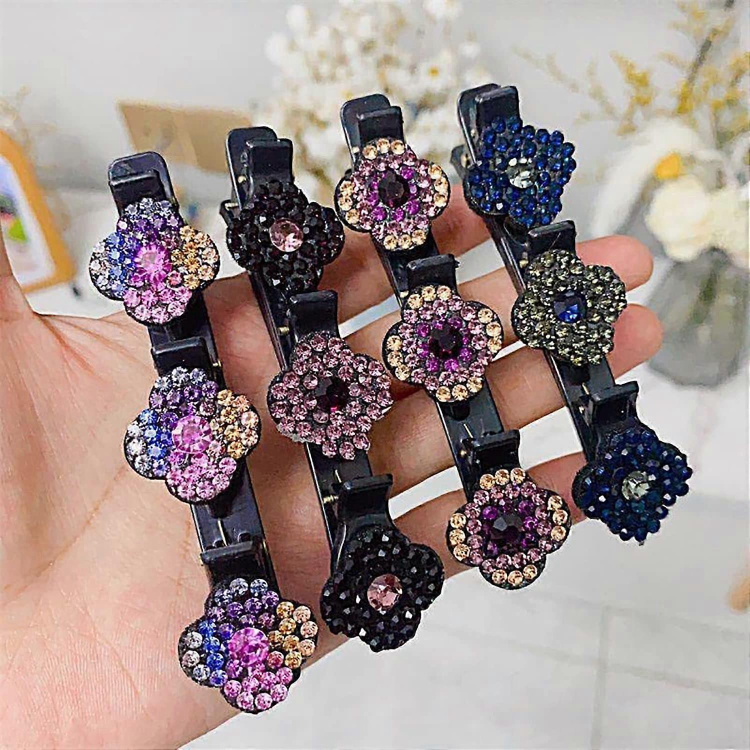 Strass Haarnadeln & Satin-Haarbänder Set – Glitzernde Flechtspangen Für Stylische Frisuren (5 Stück)