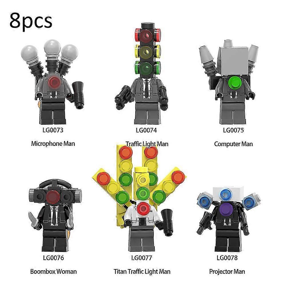 6pcs Skibidi Toilet Minifigs Building Set, Cute Act Building Bs , Xmas For Kids