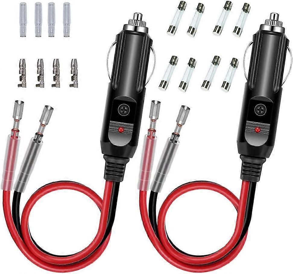 ZK-2pcs Car Cigarette Lighter Socket, 12V Car Cigarette Lighter Cable, Male Cigarette Lighter Socket Adapter with 15CM 16AWG for Car, SUV