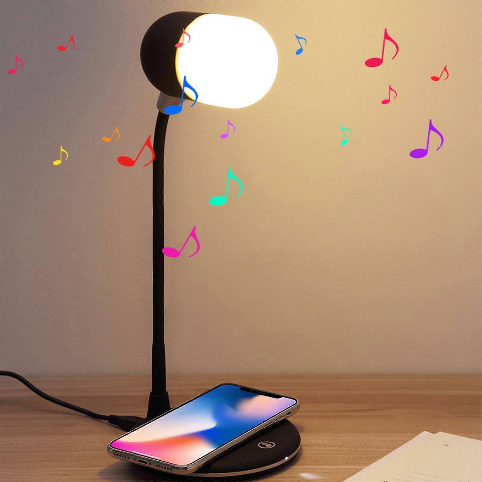 Wireless Charging Bluetooth Speaker Three-In- LED Dimmable Touching Desk Lamp Audio Bedside Lamp Subwoofer Speaker