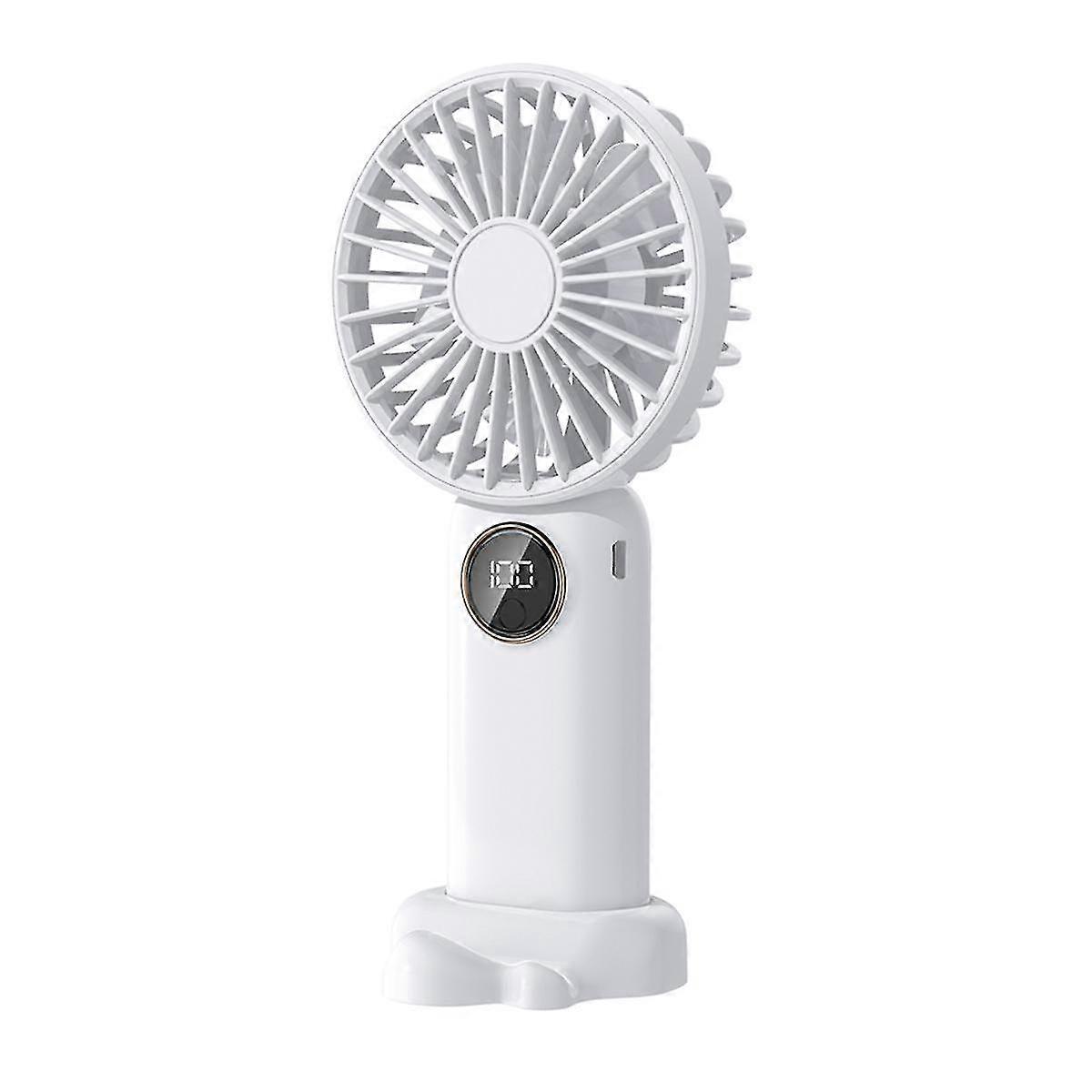 V12 Handheld Fan with Stand Base 5-Speed Mini Portable Multifunction Convenient Office for Students Adults Fan,White