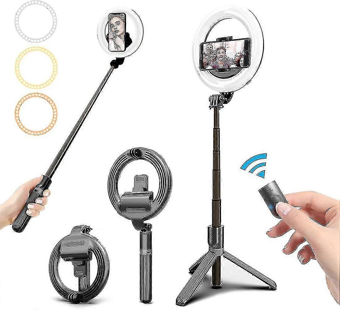 Selfie Ring Light With Tripod Bluetooth Remote Control 6.3" Ring Light