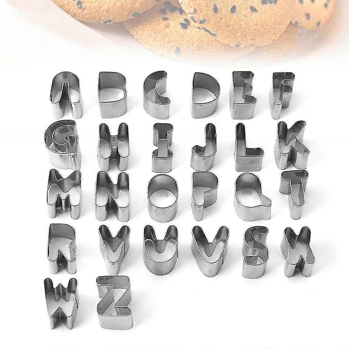 26pcs Large Size A-z Alphabet Shape Cookie Cutter Diy Letter Stainless Steel Cake Mould Cookies Mold Fondant Biscuit Cutter Mold
