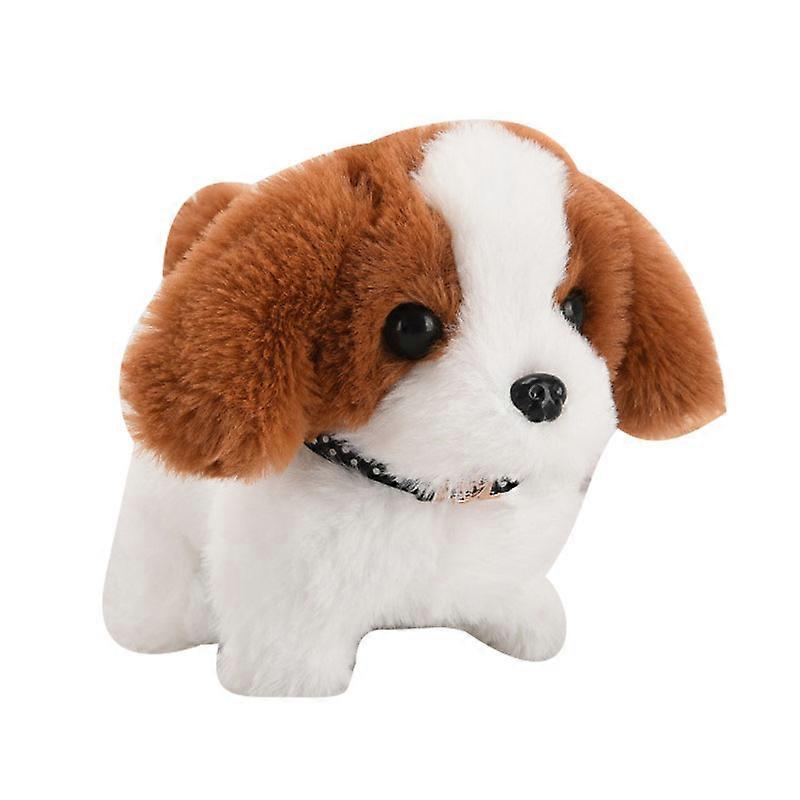 Simulation Plush Electric Puppy Battery Powered Walking Wagging Tail Barking Plush Puppy Dog Brown Saint Bernard ( 18x14.5x13.5cm )