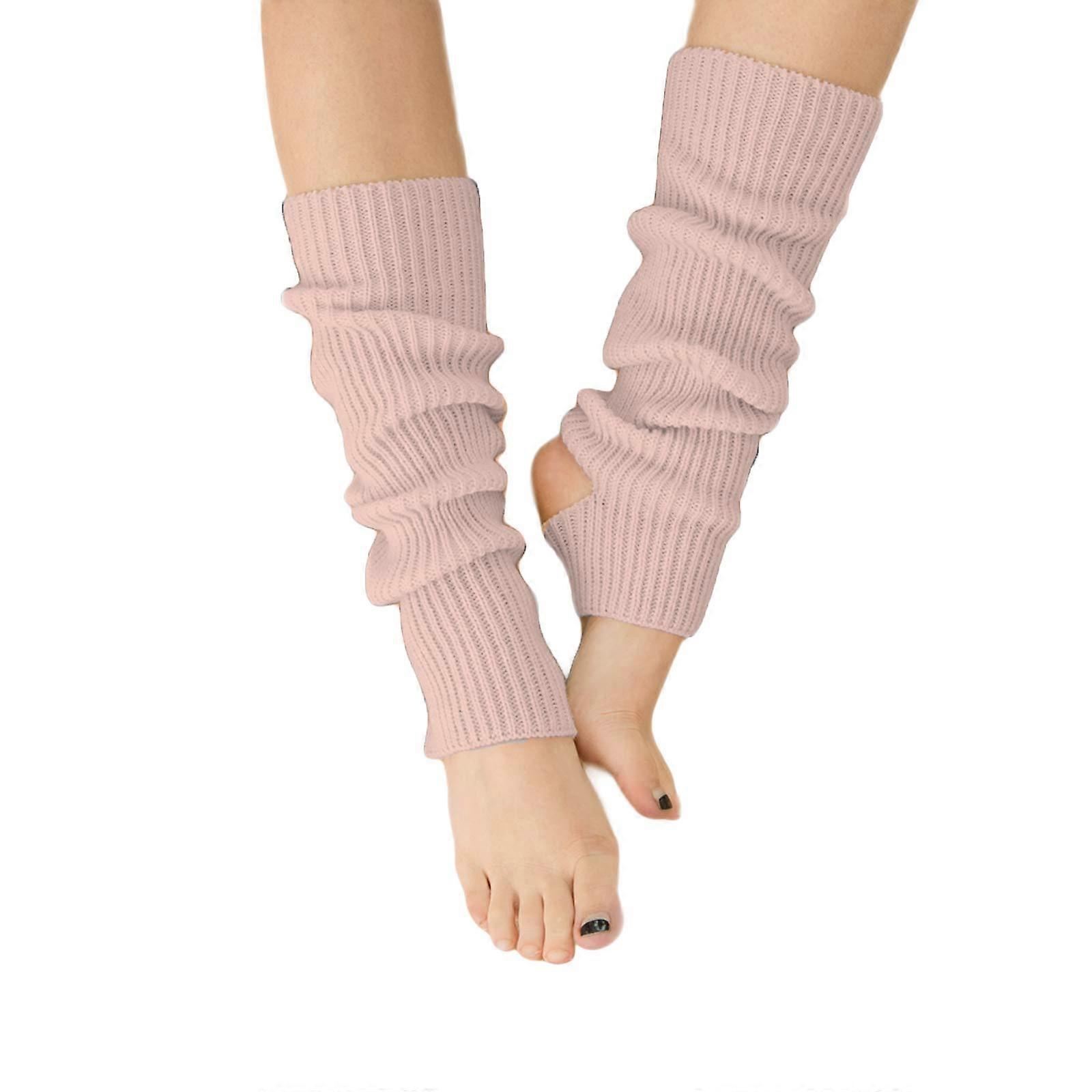 Women Winter Extra Soft Over Knee High Footless Knitted Stirrup Leg Warmers for Yoga Ballet Dance