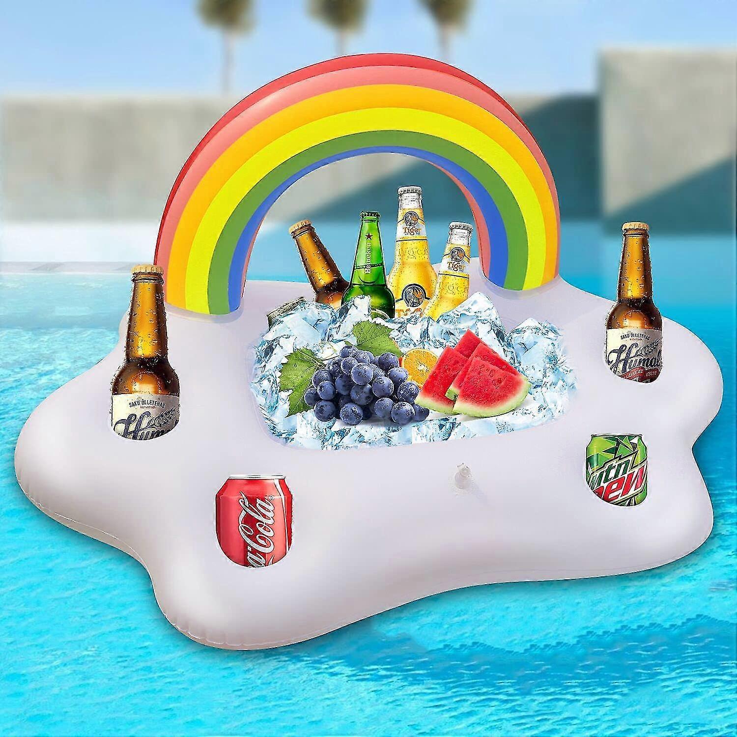 Giant Inflatable Rainbow Cloud Drink Holder, Luxury Bar Accessory Float, Perfect For A Summer Pool Party