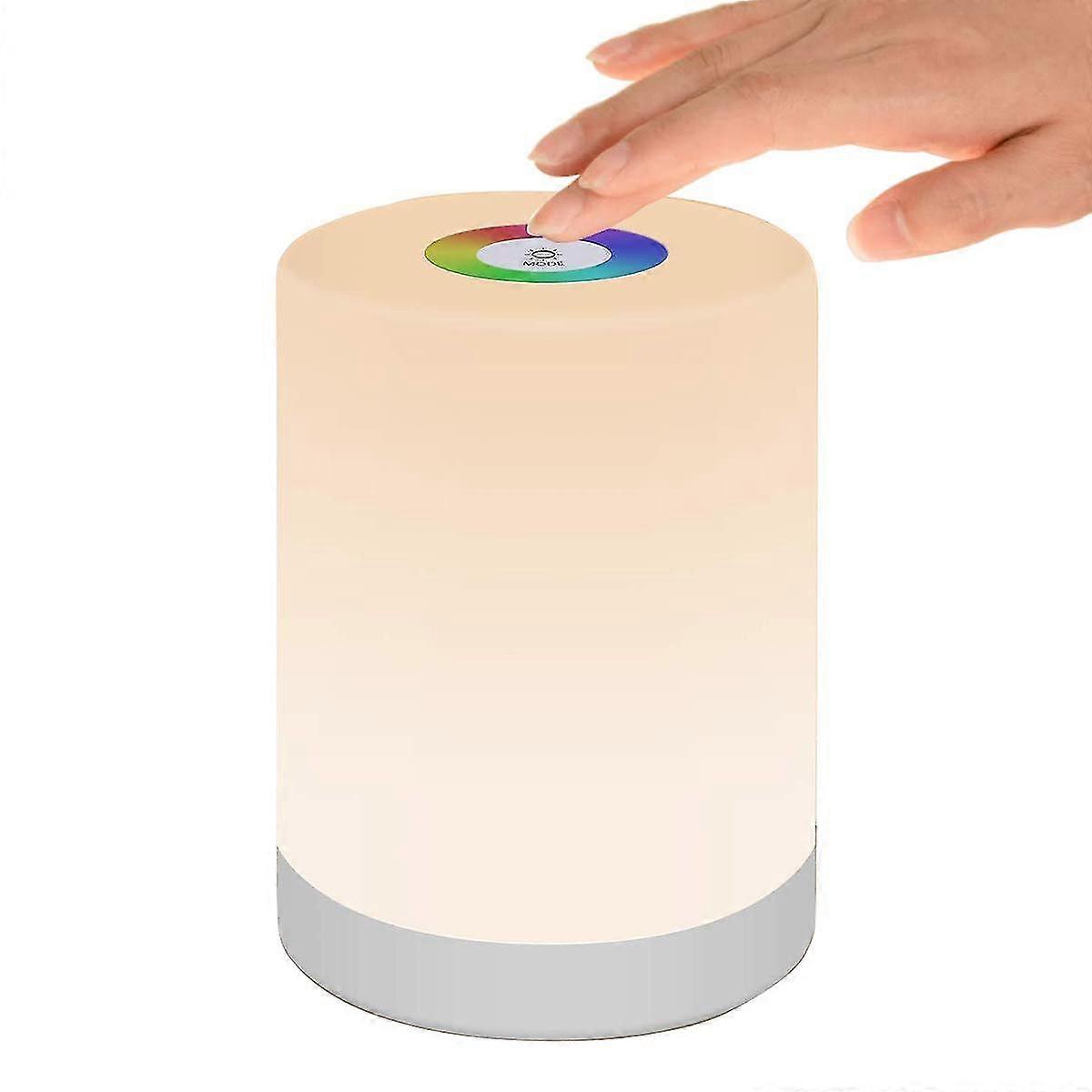 Bedside Lamp Touch Dimmable, Led Smart Night Light Mood Light Desk Lamp, Usb Chargeable, Portable, Color Change 256 Rgb For Children, Bedroom Camping