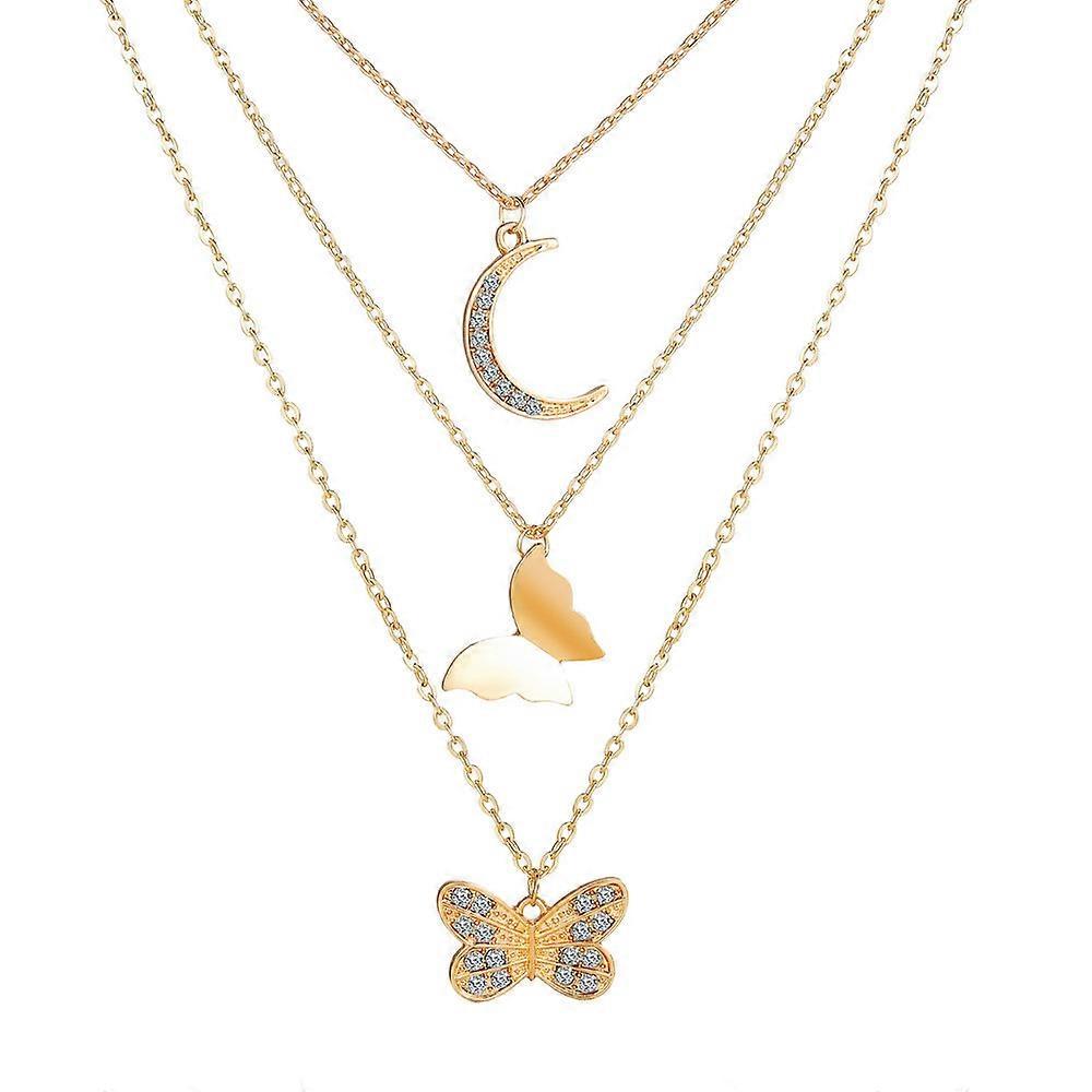 Gold Moon and Star Link Chain Choker