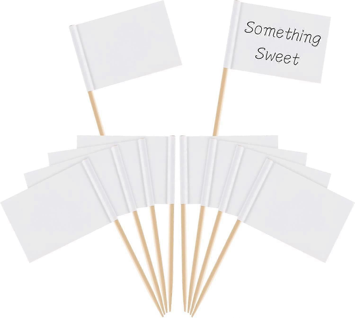 White Blank Toothpick Flags Cheese Markers Marking Blank Labels for Party Cake Food Cheeseplate Appetizers(100 Pieces)