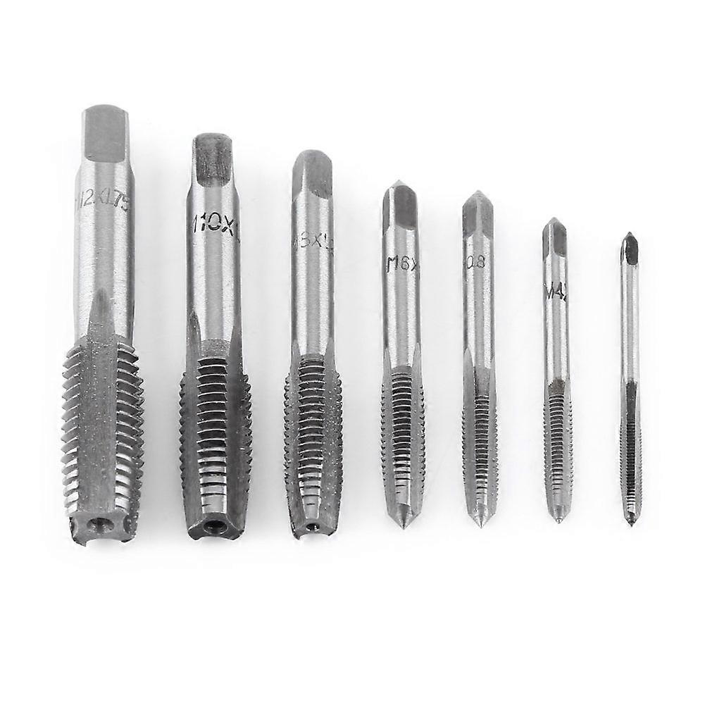 7pcs Metric Thread Tap Tap Tap Steel Tapping Tool Hand Thread M3 M4 M5 M6 M8 M10 M12