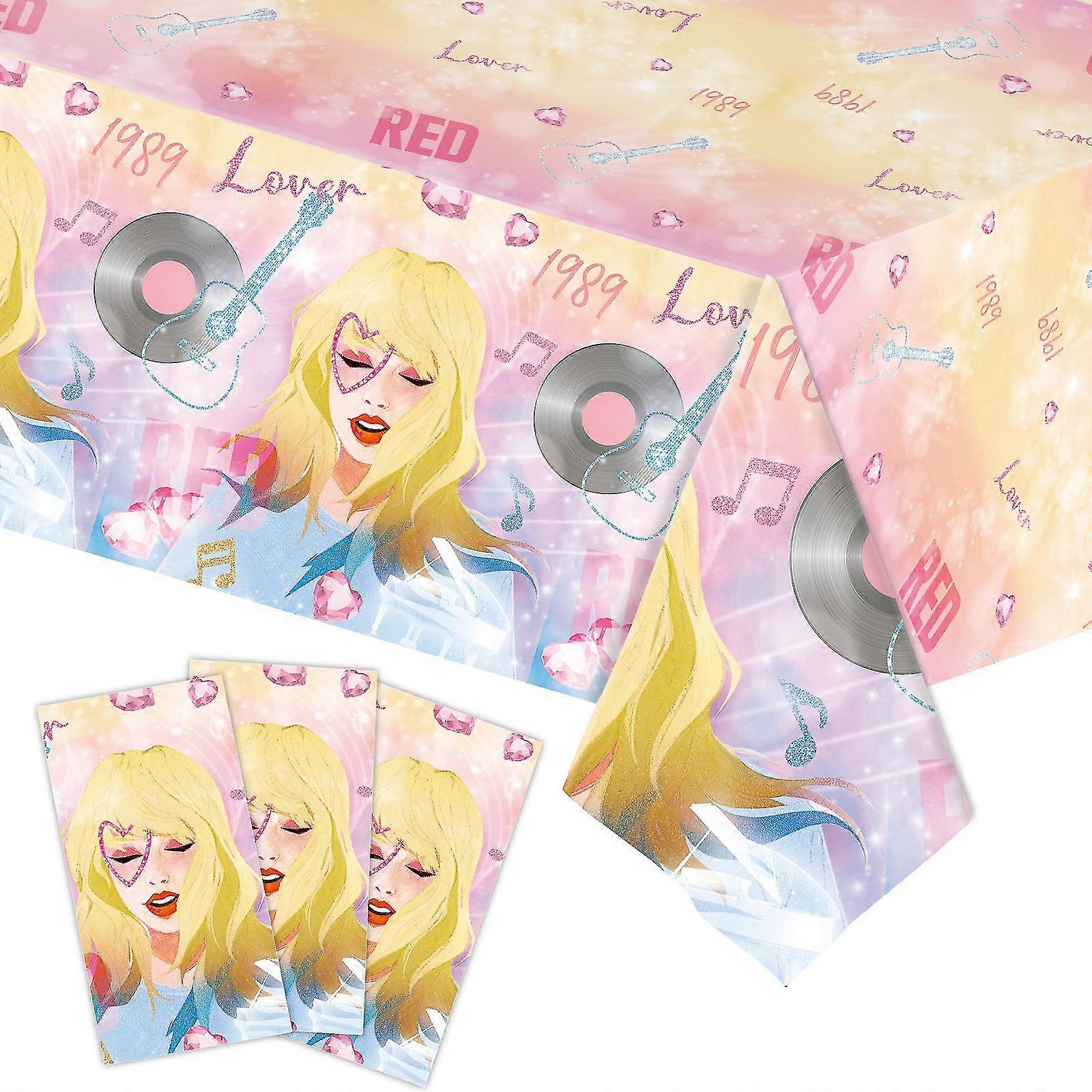 غطاء طاولة مفرش المائدة لحفلة عيد ميلاد الأطفال ، ديكورات لوازم حفلات تايلور سينجر ، مفرش مائدة بلاستيكي يمكن التخلص منه 108 × 54 بوصة