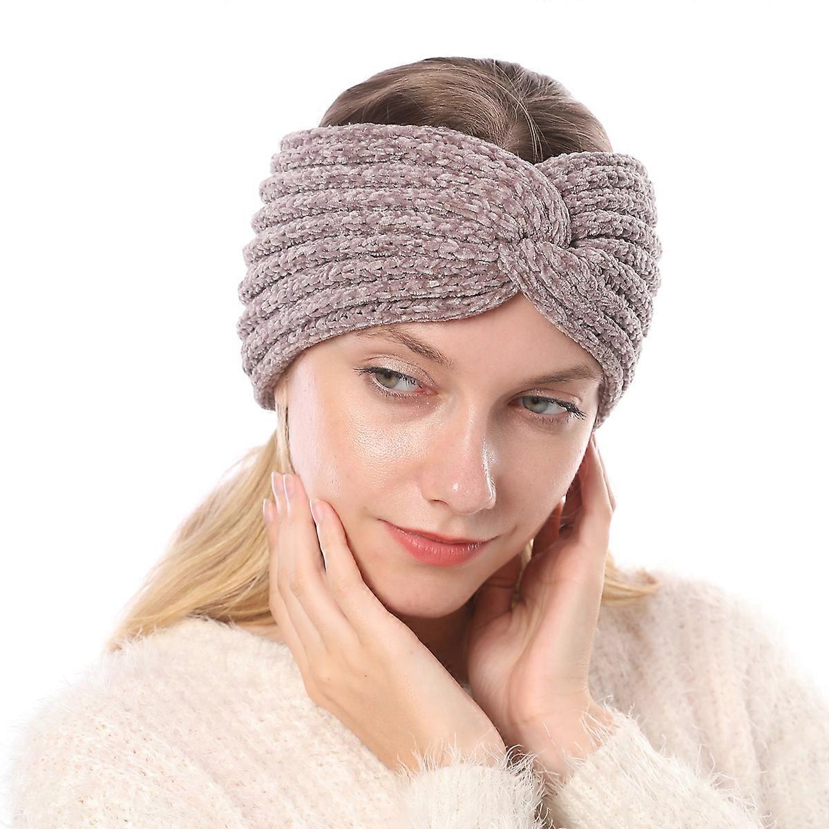 Light pink women's knitted crossover headband