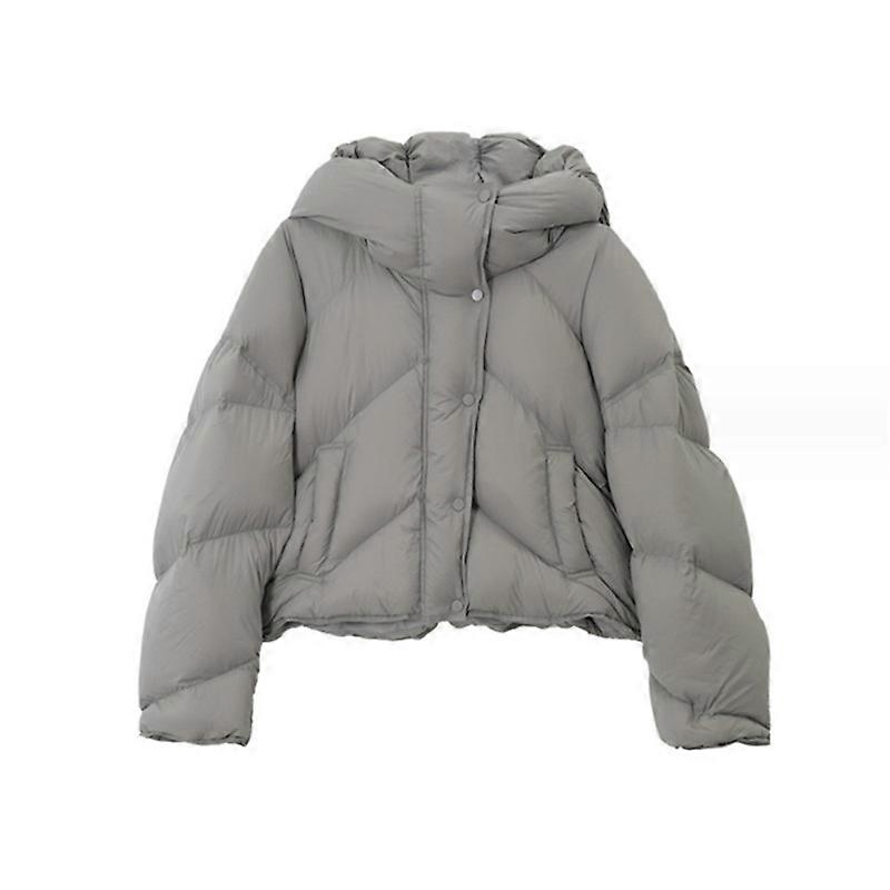 Women's Winter Hooded Puffer Jacket Oversized Long Sleeve Zip Up Quilted Short Down Coat with Pockets