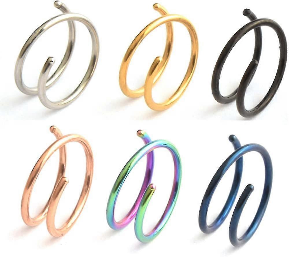 Double Hoop Nose Ring Spiral Nose Hoop 20 Gauge Thin Nose Piercings Stainless Steel Body Jewelry 0.8mm*8mm
