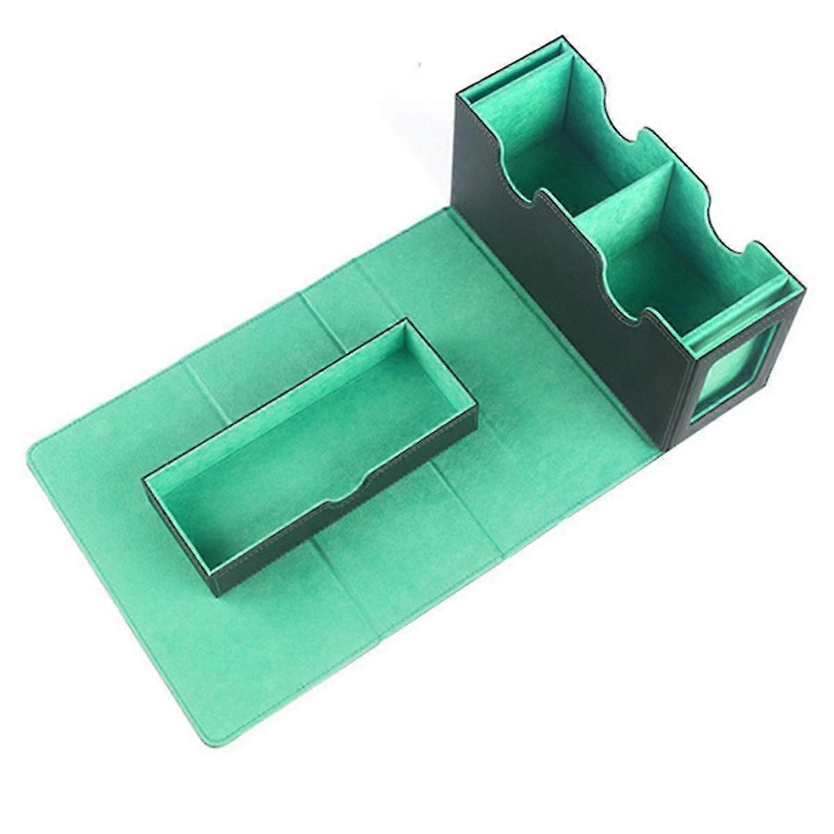Portable Game Magnetic Card Storage Box, Drawer Storage Box With Viewing Window,card Holder For Magic Game Cards Green