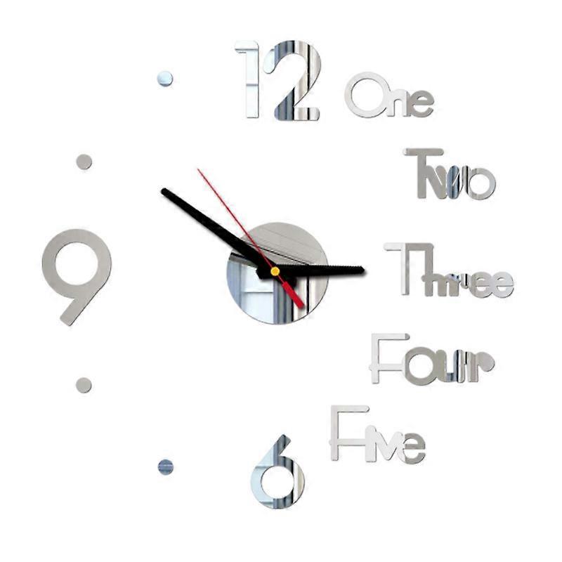 Acrylic Digital 3D Wall Clock DIY Frameless Mute Clock Mirror Surface Roman Numerals Sticker Clock