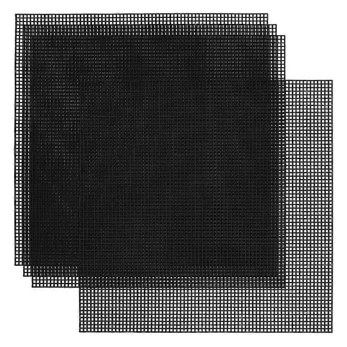 4PC Plastic Canvas Sheets 30x30cm Square Mesh Sheets Black Plastic Needlepoint for Embroidery Craft