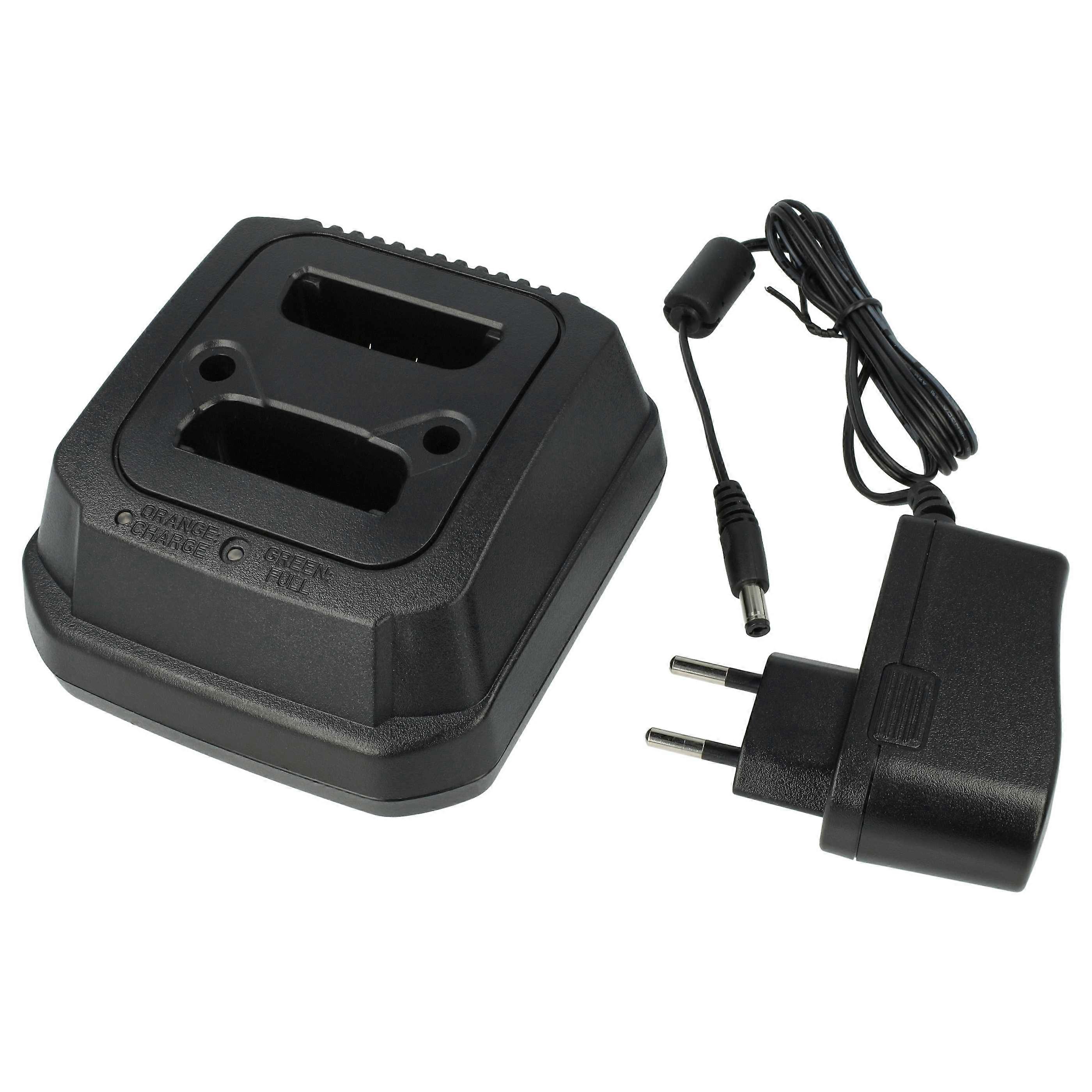 vhbw Dual-Ladegerät kompatibel mit Motorola MTP 850 Zeon, 850S Funkgerät-Akkus - Ladestation + Netzteil, 15 V, 0.8 A