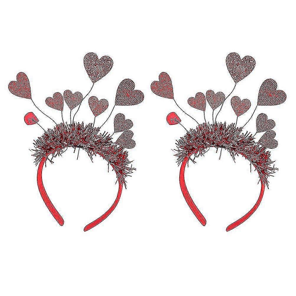 2pcs Female Head Hoops Party Bandeaux Lovely Hedress Love Heart Hair Hoops Saint-Valentin Hairbands For Girls Decor