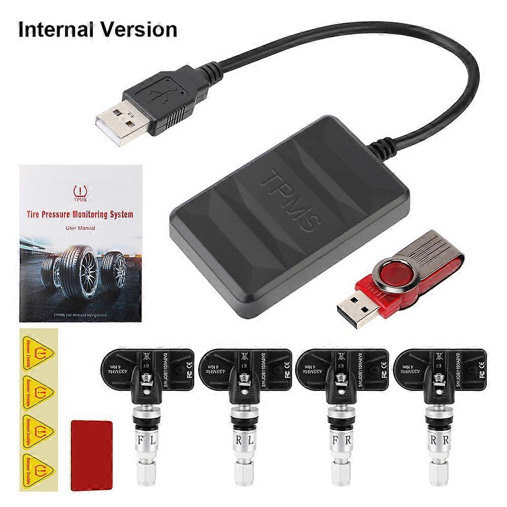 Android TPMS Spare Tyre Internal External Sensor USB TPMS for Car Radio DVD Player Tire Pressure Monitoring System