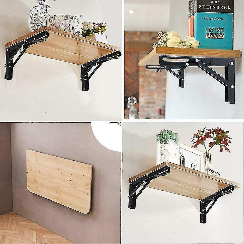 Heavy-Duty Folding Shelf Bracket, Metal Wall Mounted Triangle Shelf Bracket, Sturdy Locking Shelf Hinge Folding Counter Extension For Rv Table Bench (