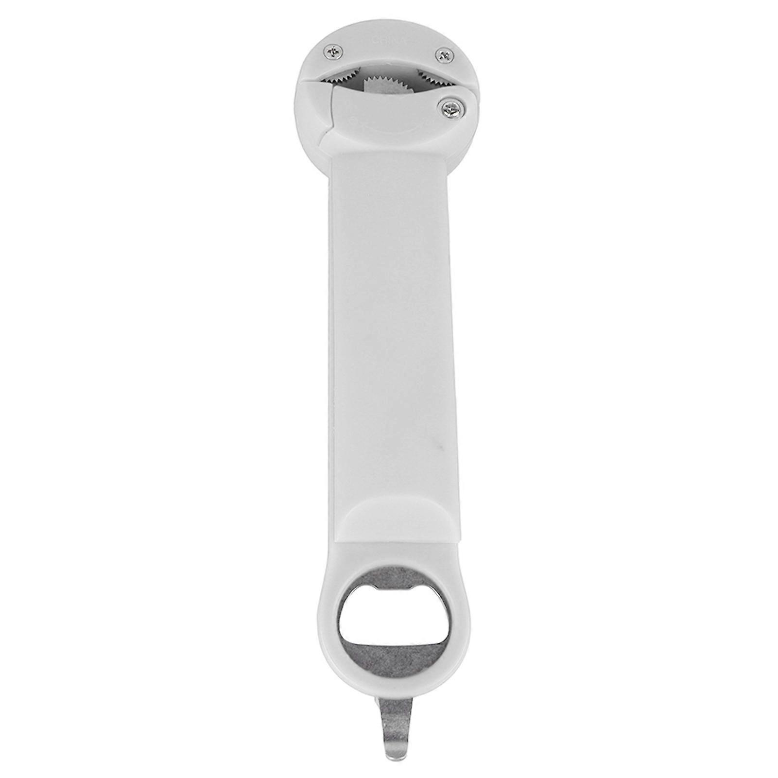Stainless Steel Adjustable Cap Screwer 3 in 1 Multifunctional Retractable Jar Bottle Opener Pop Tab Opener Auxiliary Bottle Opening Tool Beige