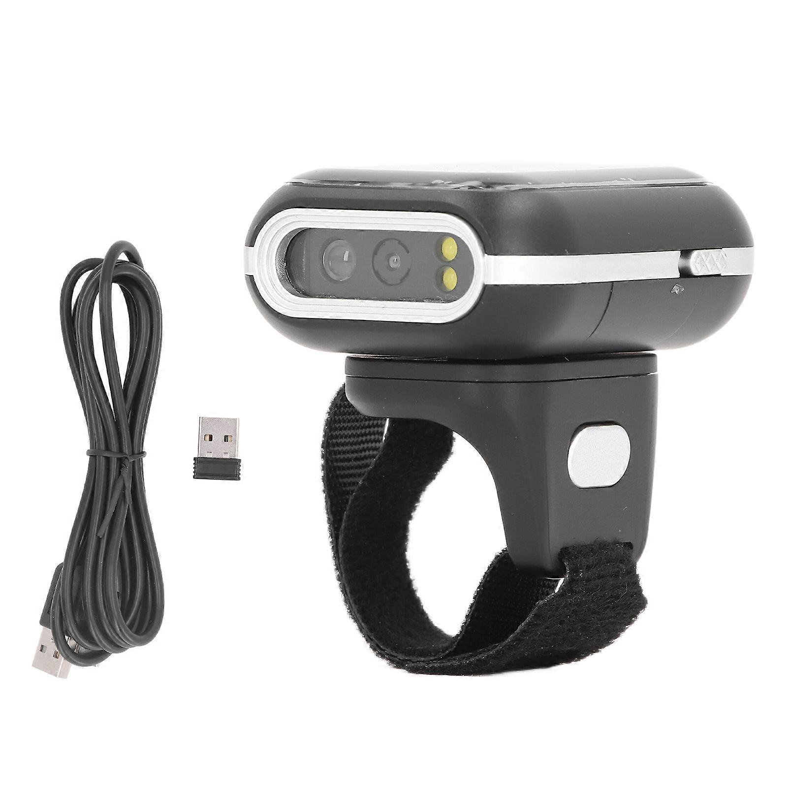 Ring Barcode Scanner 2.4G Wireless Bluetooth 2D Code Reader Wearable Finger Barcode Scanning Tool