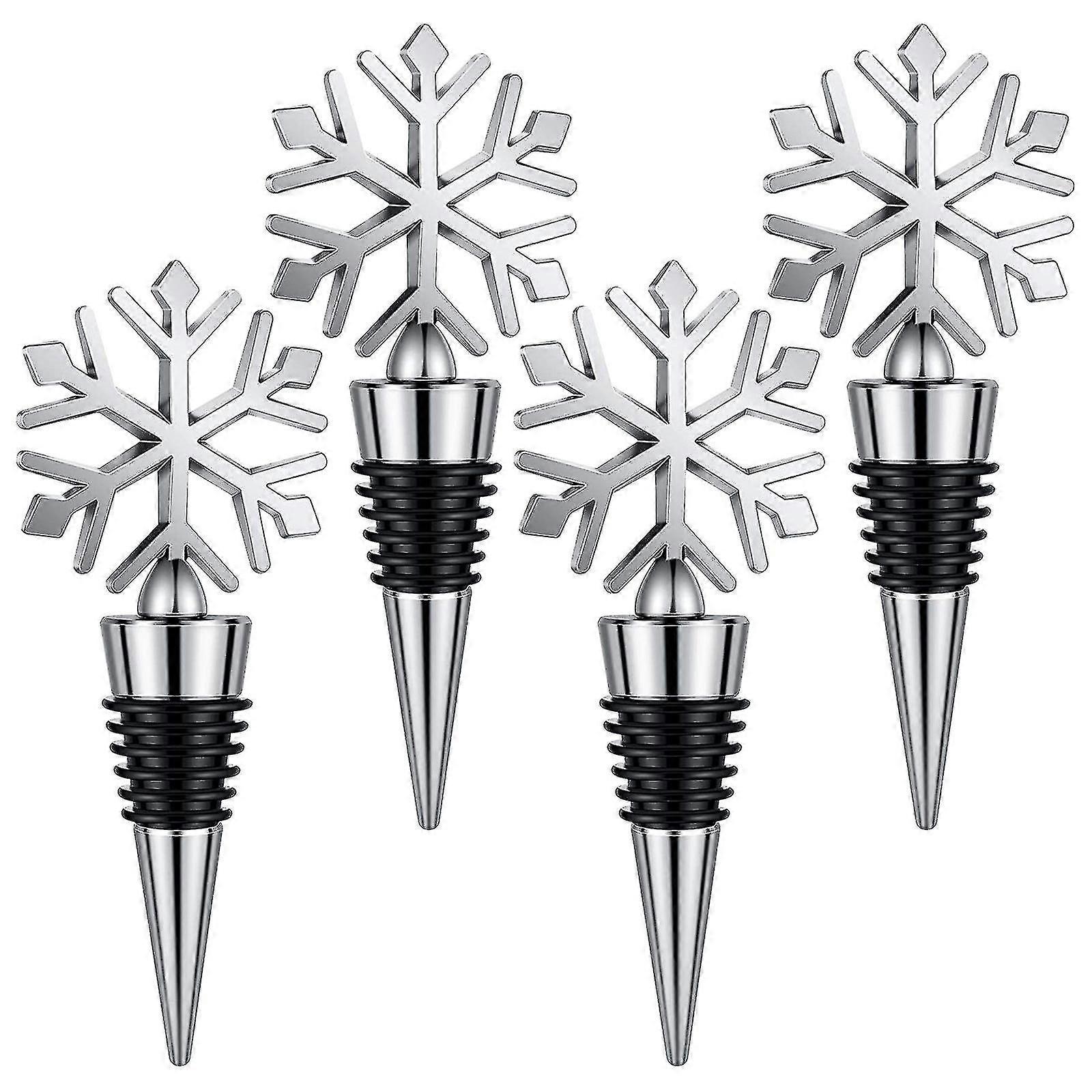 Snowflake Wine Bottle Plug Drink Bottle Stopper Reusable Wine Cover 4pc